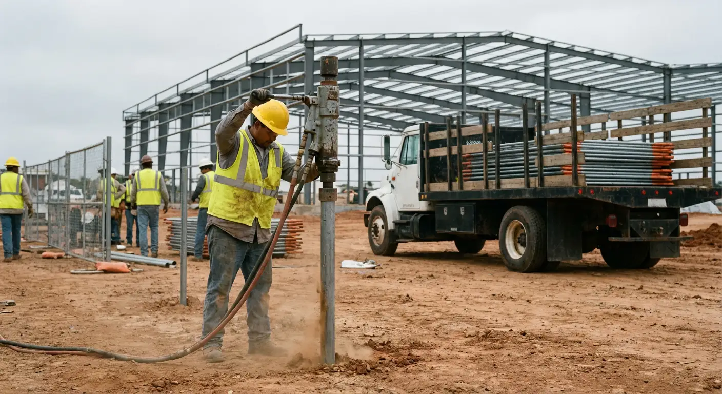 Industrial fencing installation site in Lodi, CA