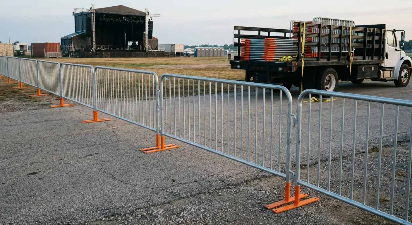 Crowd control barricade setup in Lodi, CA