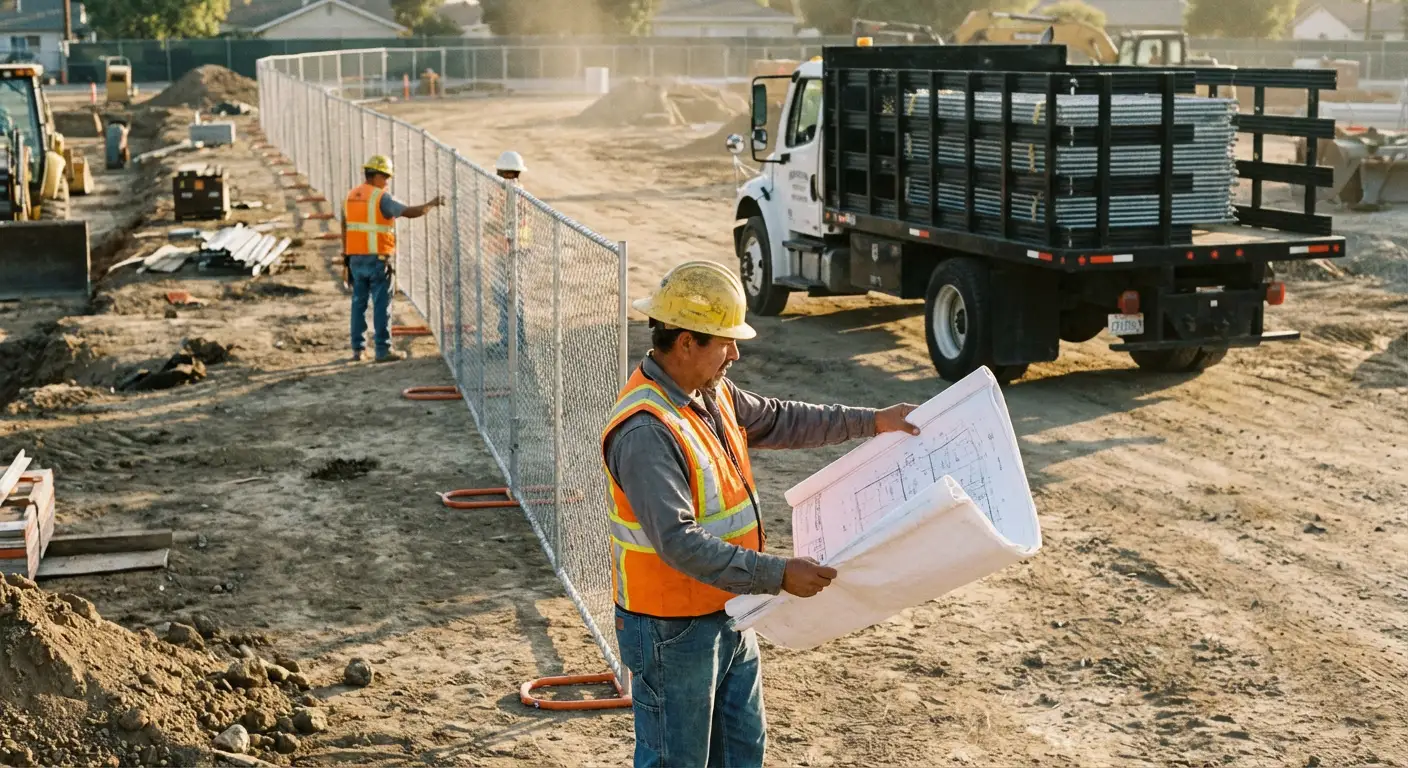 Post-driven fencing installation site in Lodi, CA