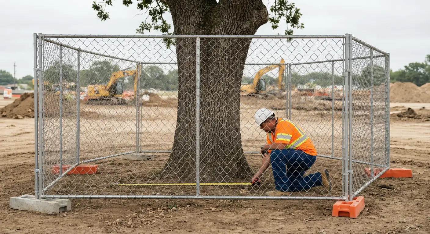 Tree protection zone fencing installation in Lodi, CA