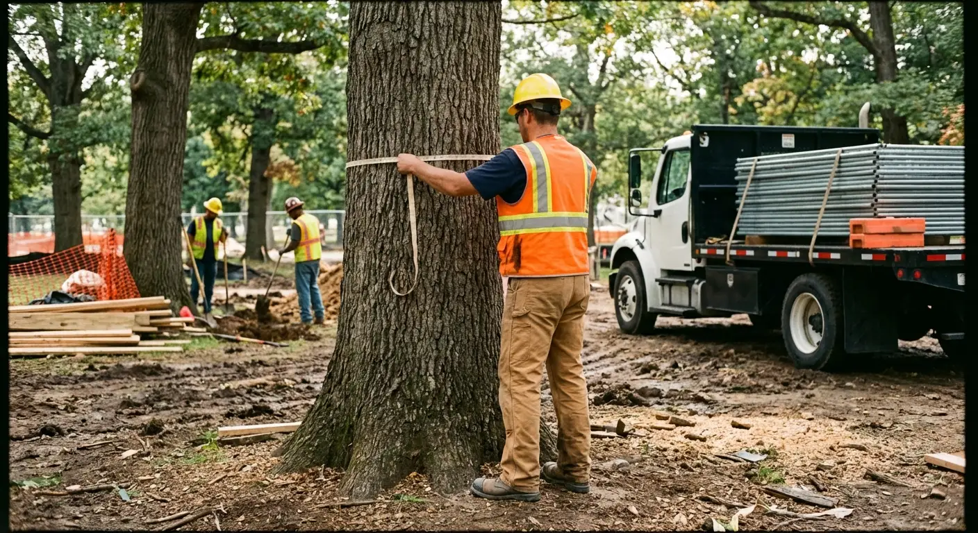 Tree protection zone fencing installation in Lodi, CA