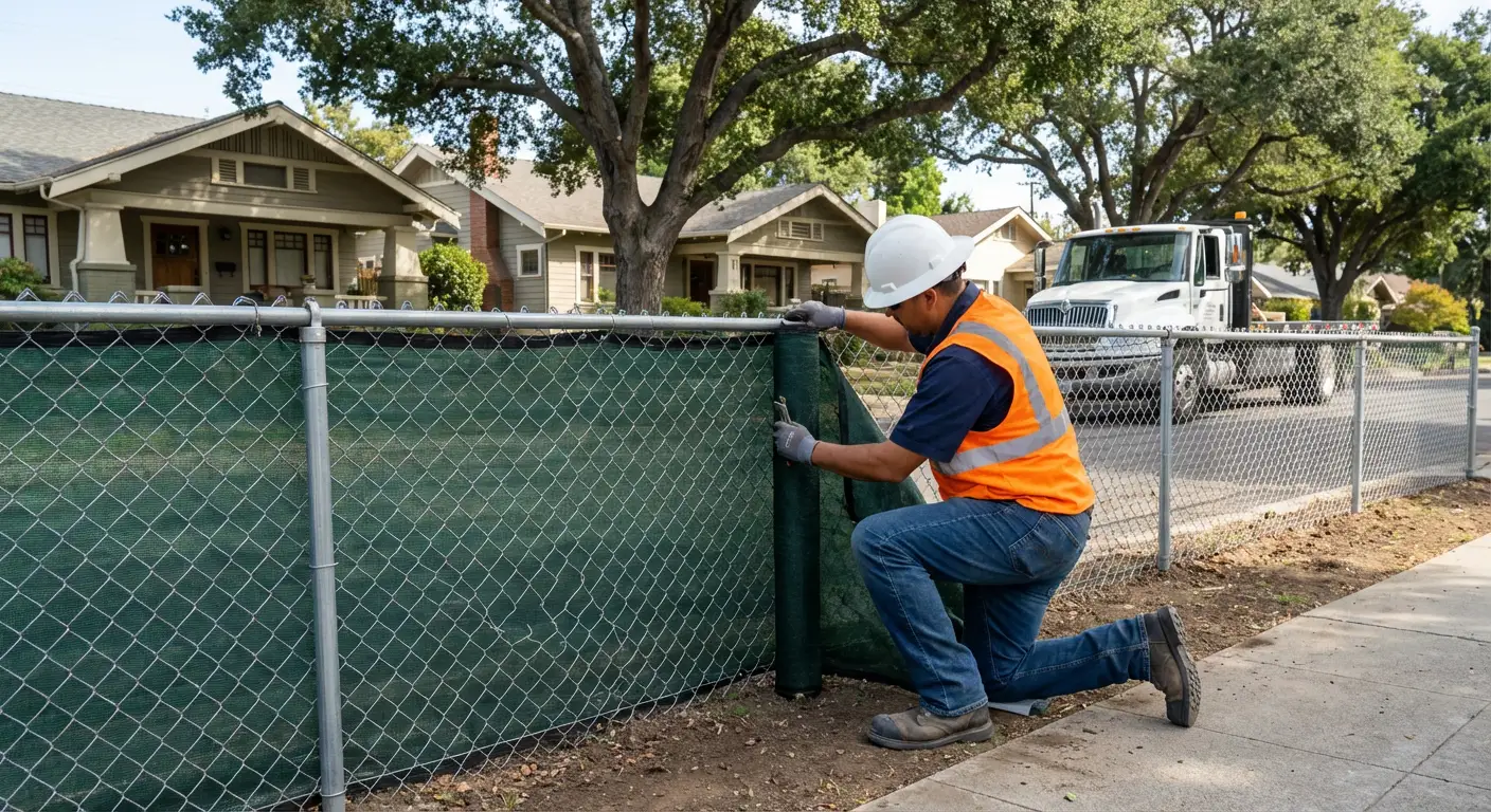 Temporary fence installation in Lodi