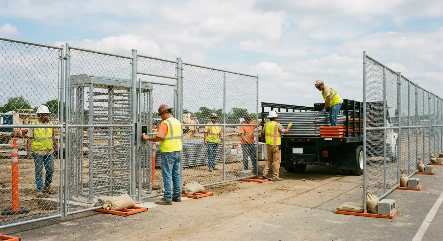 Secure construction site with temporary fencing in Lodi, CA