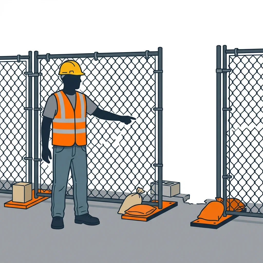 Diagram illustrating common construction site perimeter vulnerabilities in Lodi, CA